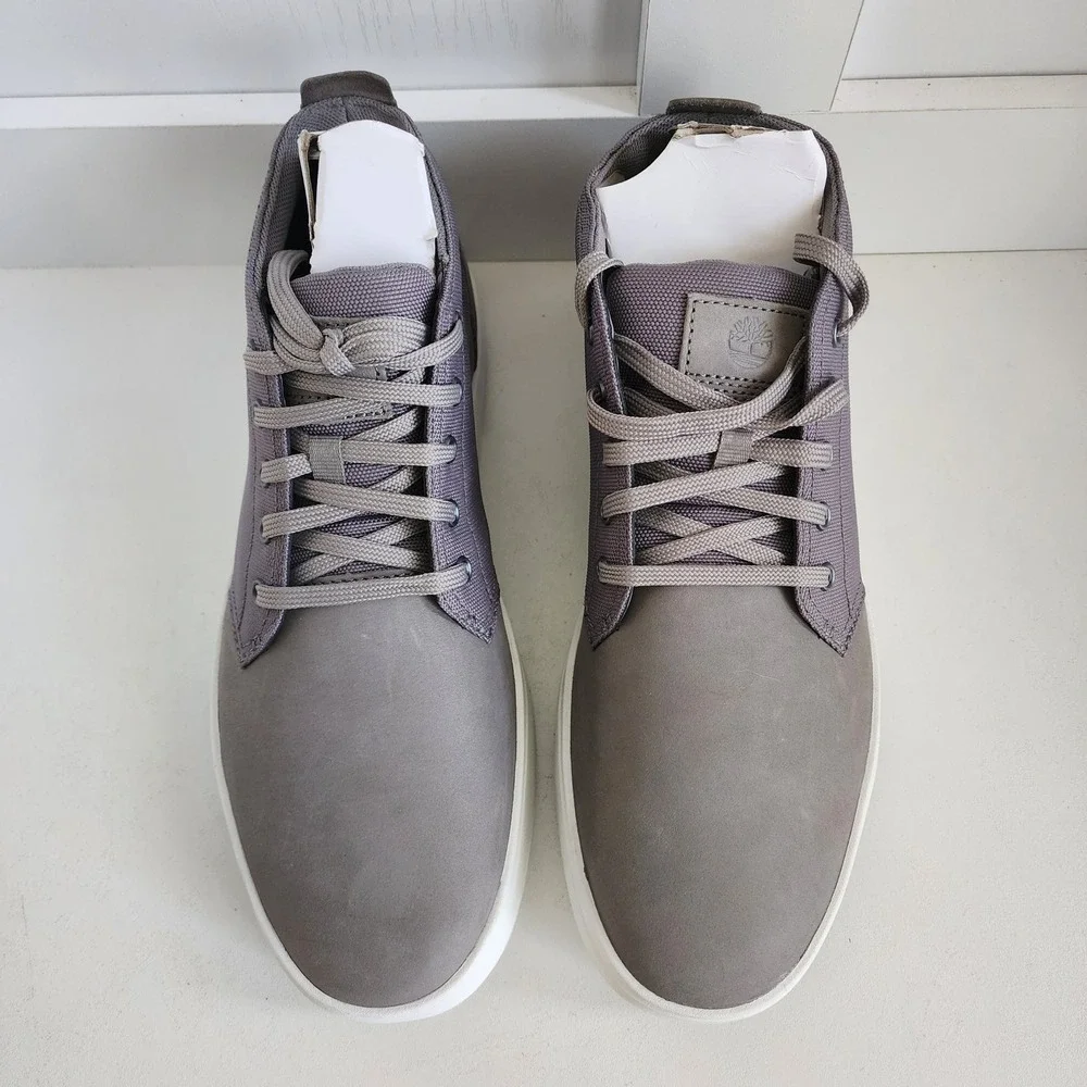 Timberland Davis Square Chukka Mens 9.5 Medium Grey Leather Canvas Boots NEW
